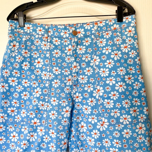 Big Bud Press Lazy Daisy Work Pants Cotton Blue Daisy Print Medium EUC - Picture 5 of 10